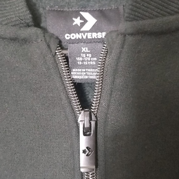 [Converse] Chevron Zip-Up Bomber Jacket - Black/Gray/White - Youth Sz XL (13-15) - Picture 4 of 5